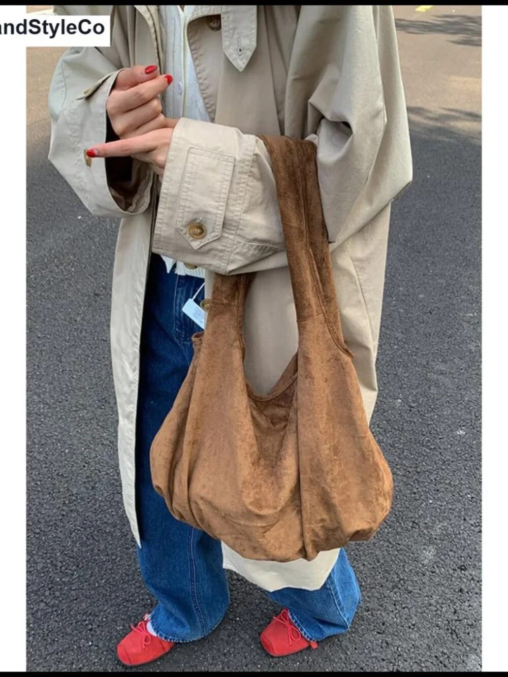 Faux Suede Hobo Bag for Women Large Shoulder Tote Purse Satchel Work Travel Chic